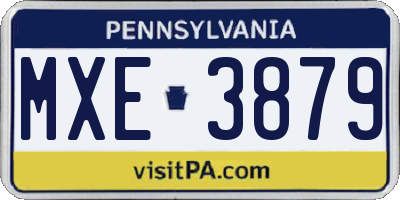 PA license plate MXE3879