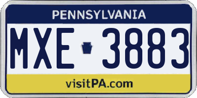 PA license plate MXE3883
