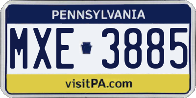 PA license plate MXE3885