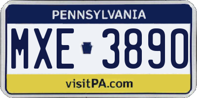 PA license plate MXE3890