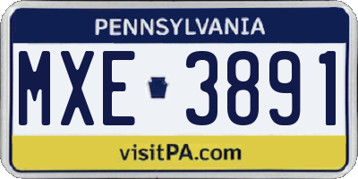 PA license plate MXE3891