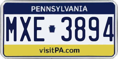 PA license plate MXE3894