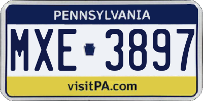 PA license plate MXE3897