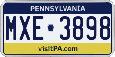 PA license plate MXE3898