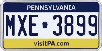 PA license plate MXE3899