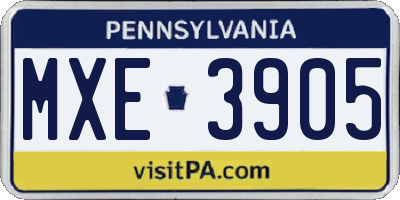 PA license plate MXE3905