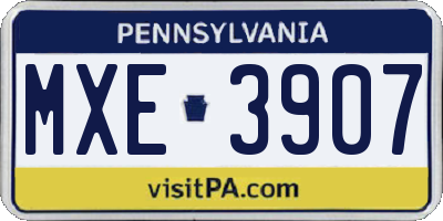 PA license plate MXE3907