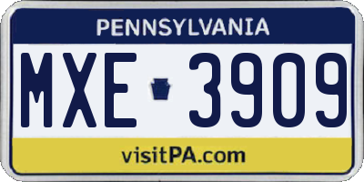 PA license plate MXE3909