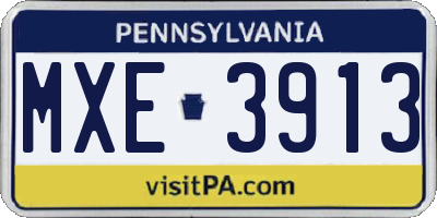 PA license plate MXE3913