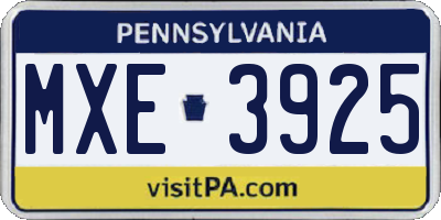 PA license plate MXE3925