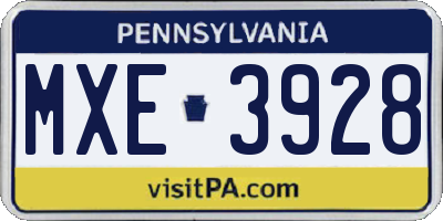 PA license plate MXE3928
