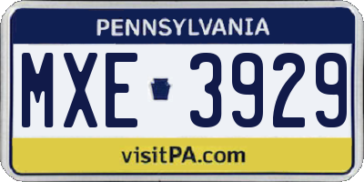 PA license plate MXE3929