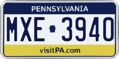 PA license plate MXE3940