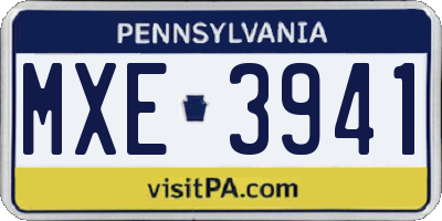 PA license plate MXE3941