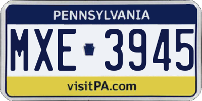 PA license plate MXE3945
