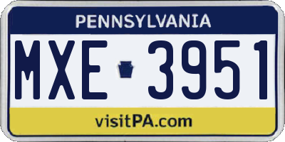 PA license plate MXE3951