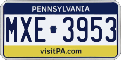 PA license plate MXE3953