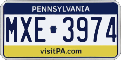 PA license plate MXE3974
