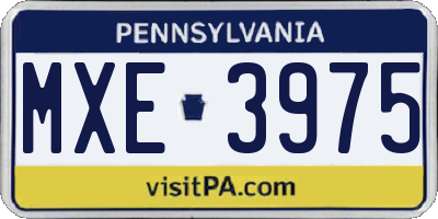 PA license plate MXE3975