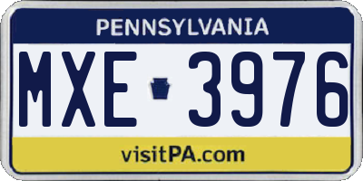PA license plate MXE3976