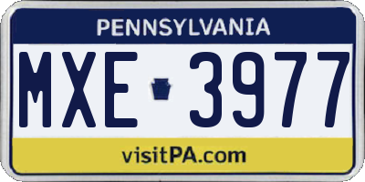 PA license plate MXE3977