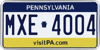 PA license plate MXE4004