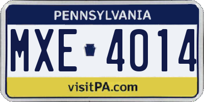 PA license plate MXE4014