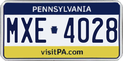 PA license plate MXE4028