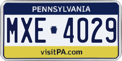 PA license plate MXE4029