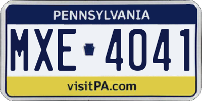 PA license plate MXE4041