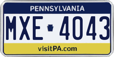 PA license plate MXE4043