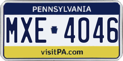 PA license plate MXE4046