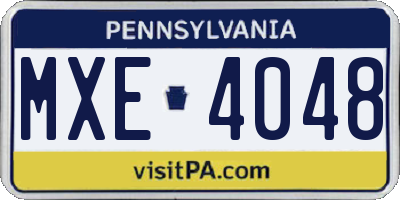 PA license plate MXE4048