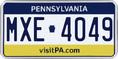 PA license plate MXE4049