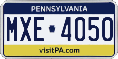 PA license plate MXE4050