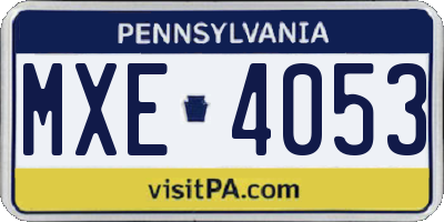 PA license plate MXE4053