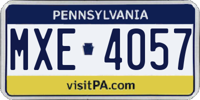 PA license plate MXE4057