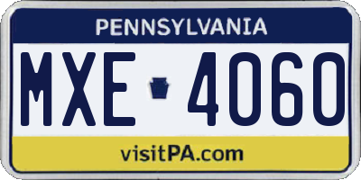 PA license plate MXE4060