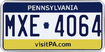 PA license plate MXE4064