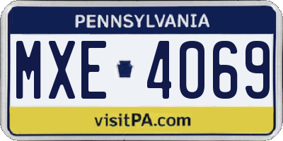 PA license plate MXE4069