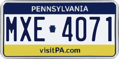 PA license plate MXE4071