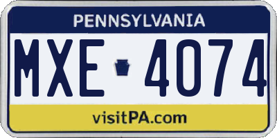PA license plate MXE4074