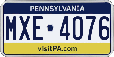 PA license plate MXE4076