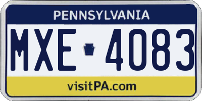 PA license plate MXE4083