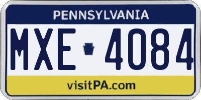 PA license plate MXE4084