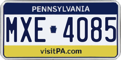 PA license plate MXE4085