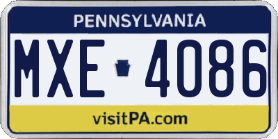 PA license plate MXE4086