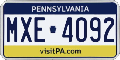 PA license plate MXE4092