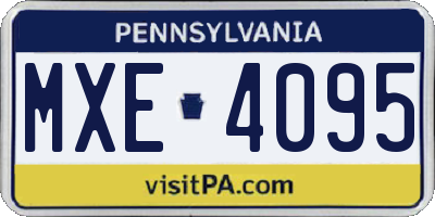 PA license plate MXE4095