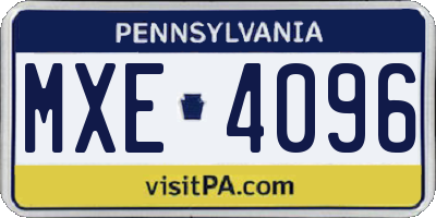 PA license plate MXE4096